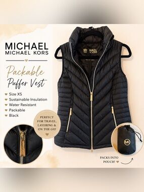 MICHAEL Michael Kors Black Quilted Packable Puffer Vest
